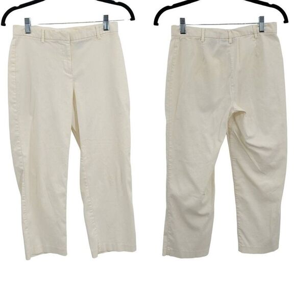 Vintage 90s Express Mid Rise Capri Pants 3/4 White Stretch Flat Front Flat Back - Picture 1 of 11